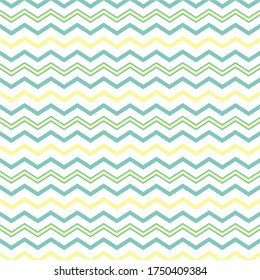Vector clip art: Abstract background of multi-colored zigzag lines Aqua Green-white-turquoise-yellow. Background for design, pattern. Pastel colors, zigzag lines.