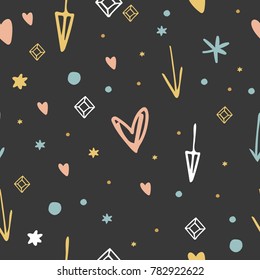 Vector, clip art. Arrows, hearts, pattern, wallpaper. Boho style. Poster, t-shirt, textile, print, card.