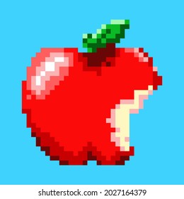 imagen de clip vectorial de manzana mordida en estilo de píxel
