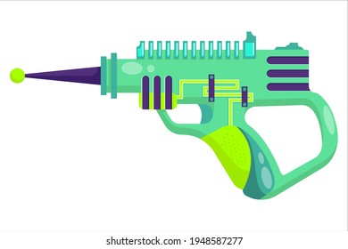 Vektorklammer-Kunststrahler. eine anschauliche Illustration einer ungewöhnlichen außerirdischen Waffe. Energiewaffen für Computerspiele.