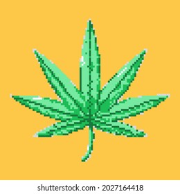 Vector clip art of cannabis leaf in pixel style