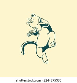 El gato de imagen de clip vectorial en blanco y negro puede usar un logotipo o un icono