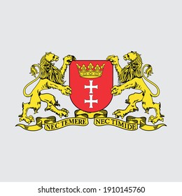 Vector clip art of a coat of arms of Polish city of Gdansk. Color illustration of a city emblem. svg