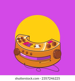 Vector clip art of Disk Jockey musical equipment in isometry technique.