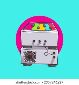 Vector clip art of Disk Jockey musical equipment in isometry technique.