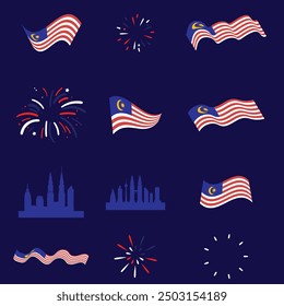 Vector clip art flag Malaysian element collection