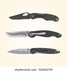 Vector clip art: Folding pocket knives 