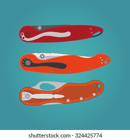 Vector clip art: Folding pocket knives 
