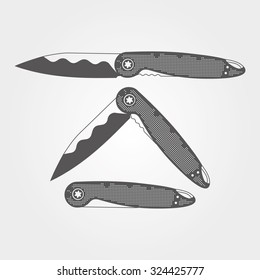 Vector clip art: Folding pocket knives 