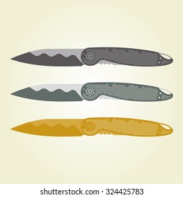 Vector clip art: Folding pocket knives 