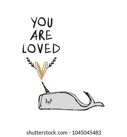 Vector, clip art, hand drawn. 
Cute baby narwhal art.
Valentine's day congratulation card, poster, banner and more. Isolated.
Decor elements for your stuff and graphic design.