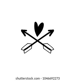 Vector, clip art, hand drawn. Simple emblem heart, arrows logo, tattoo.
Decor elements for your design. Clipart. Isolated.