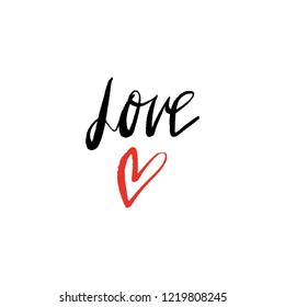 Vector, clip art, hand drawn. Love lettering font, boho handmade card. Valentine's day congratulation card, poster, banner, t-shirt, other clothes and more. Isolated