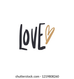 Vector, clip art, hand drawn. Love lettering font, boho handmade card. Valentine's day congratulation card, poster, banner, t-shirt, other clothes and more. Isolated