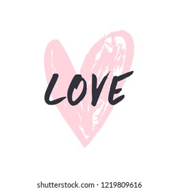 Vector, clip art, hand drawn. Love lettering font, boho handmade card. Valentine's day congratulation card