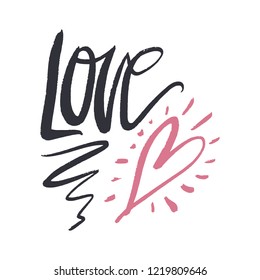 Vector, clip art, hand drawn. Love lettering font. Valentine's day congratulation card, poster, banner, t-shirt, other clothes and more. Isolated