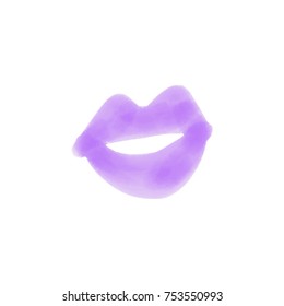 Vector, clip art. Hand drawn lips, watercolor, stains, laconic, minimal, save the date. Print, stamp, element for design. Isolated object.