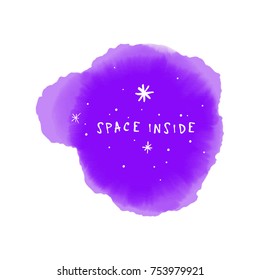 Vector, clip art. Hand drawn. Space, text, font, dream, magical, stars, sign, inspiration, watercolor texture. Print, element for design. Isolated objects.