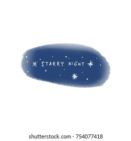 Vector, clip art. Hand drawn. Space, text, font, dream, magical, stars, sign, inspiration, watercolor texture. Print, element for design. Isolated objects.
