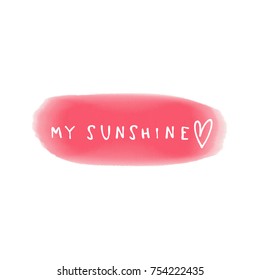 Vector, clip art. Hand drawn. Pink, sunshine, light, sign, inspiration, watercolor texture. Print, element for design. Isolated objects.