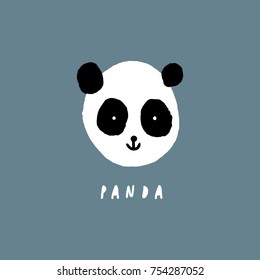 Vector, clip art. Hand drawn cute panda, baby, stylish, funny, pretty, minimal. Print, element for design. Isolated objects.