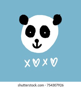 Vector, clip art. Hand drawn cute panda, baby, stylish, funny, pretty, minimal. Print, element for design. Isolated objects.