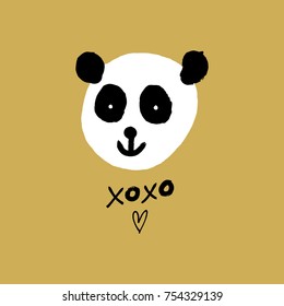 Vector, clip art. Hand drawn cute panda, baby, stylish, funny, pretty, minimal. Print, element for design. Isolated objects.