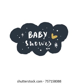 Vector, clip art, hand drawn. Cute cloud, happy day, baby shower, winter. Print for cards, posters, patterns, t-shirts and other. Isolated objects.