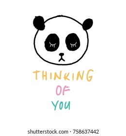 Vector, clip art, hand drawn. Animal, cute character, panda, romanthic. Book illustration, print for cards, posters, patterns, t-shirts and other. Isolated objects.