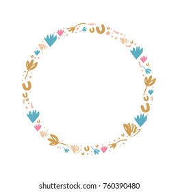 Vector, clip art, hand drawn. Wreath, frame. Elements for design, set, pattern, greetind card, template for text and more. Isolated objects.