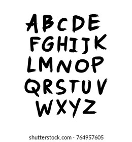 Vector, clip art, hand drawn. Abc, kids, font, letters, stylish, gouashe, paint texture, typography. Design elements, print for cards, posters, t-shirts, other clothers and more. Isolated objects.