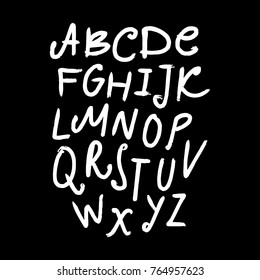 Vector, clip art, hand drawn. Abc, kids, font, letters, stylish, gouashe, paint texture, typography. Design elements, print for cards, posters, t-shirts, other clothers and more. Isolated objects.
