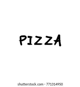 Vector, clip art, hand drawn. Pizza, food, trend, grunge, italian food, hand font, logo, label, stamp, craft, pack, delivery, coupon. Decor element, print, poster and more. Isolated objects.