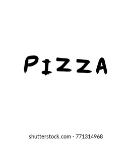Vector, clip art, hand drawn. Pizza, food, trend, grunge, italian food, hand font, logo, label, stamp, craft, pack, delivery, coupon. Decor element, print, poster and more. Isolated objects.