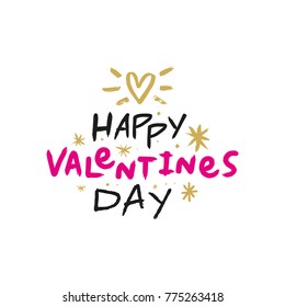 Vector, clip art, hand drawn. Cute, letters, hand font, heart, romantic, golden stars, boho. Valentine's day congratulation card, poster, banner, t-shirt, other clothes and more. Isolated.