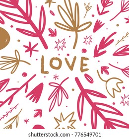 Vector, clip art, hand drawn. Pattern, baby, love, cute, gentle, romantic, floral, stars, set, girl, inscription, letters. Decor elements, card, poster, banner, t-shirt, other clothes and more.