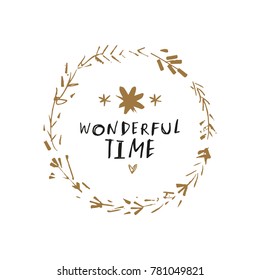 Vector, clip art, hand drawn. Frame, pattern, ornament, typographic, letters, lettering, stars, plants, floral, hipster, boho, wedding. Decor, tag, label, clothers and accessories print, poster, card.