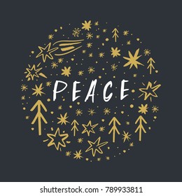 Vector, clip art, hand drawn. Sign, patterned circle, decor elements. Poster, t-shirt, textile, print, card.
