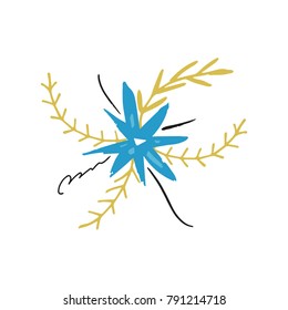 Vector, clip art. Hand drawn flower. Decor element, t-shirt, textile, print, card.