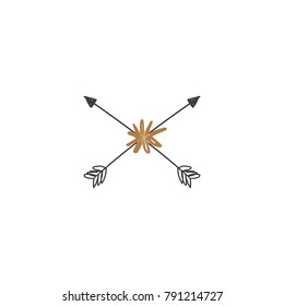 Vector, clip art. Hand drawn boho logo. Decor element, t-shirt, textile, print, card.