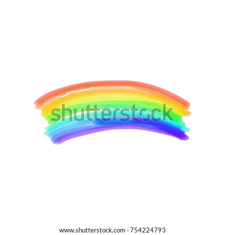 Vector, clip art. Hand drawn. Rainbow, sky, inspiration, watercolor texture. Print, element for design. Isolated objects.