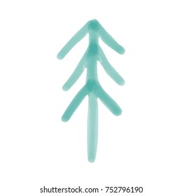 Vector, clip art. Hand-drawn tree, spruce, Christmas tree. Watercolor, texture, streaks, transparent. Print, postcard, poster, design elements, minimalistic style.