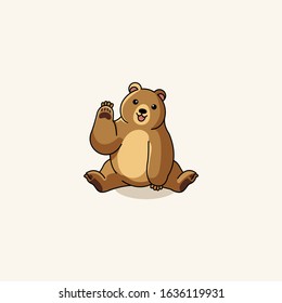 Vector clip art art illustration bear waving its paw. Print, template, design element
