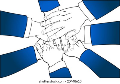 vector clip art illustration of business people hands forming a team sign