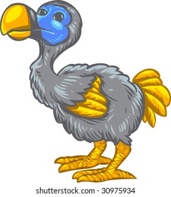 Vector, Clip Art illustration Dodo Bird, symbol of extinct species. Hand drawn artwork with NO gradients.