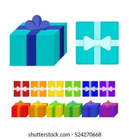 Vector clip art illustration. Isolated colorful gifts on the white background.