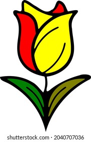 vector clip art image of a cartoon tulip