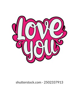 Vector clip art 'Love You' typography design for T-shirt printing.