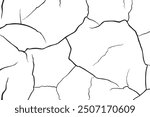 Vector and clip art pattern with many cracks and scratches. Cracked barren desert earth on background banner caused by drought from global warming. Clipart illustration.