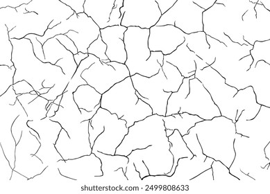 Vector and clip art pattern with many cracks and scratches. Cracked barren desert earth on background banner caused by drought from global warming.